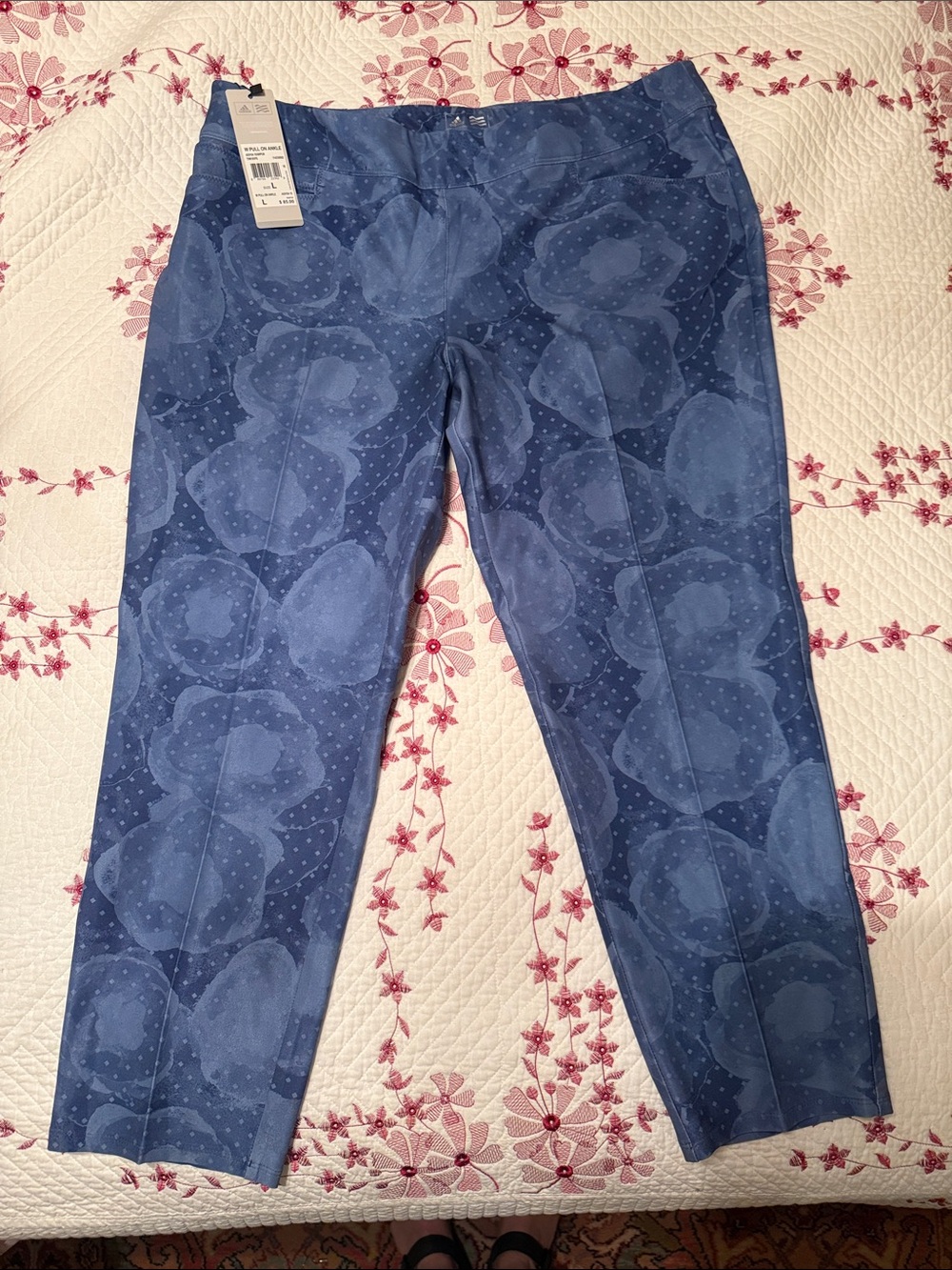 Adidas Pull On Ankle Pants Blue Floral - Women